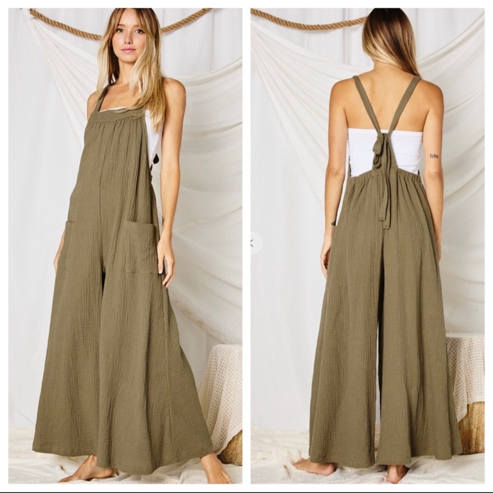 Angela Solid Fabulous Wide Leg Jumpsuit - Picture 2 of 6